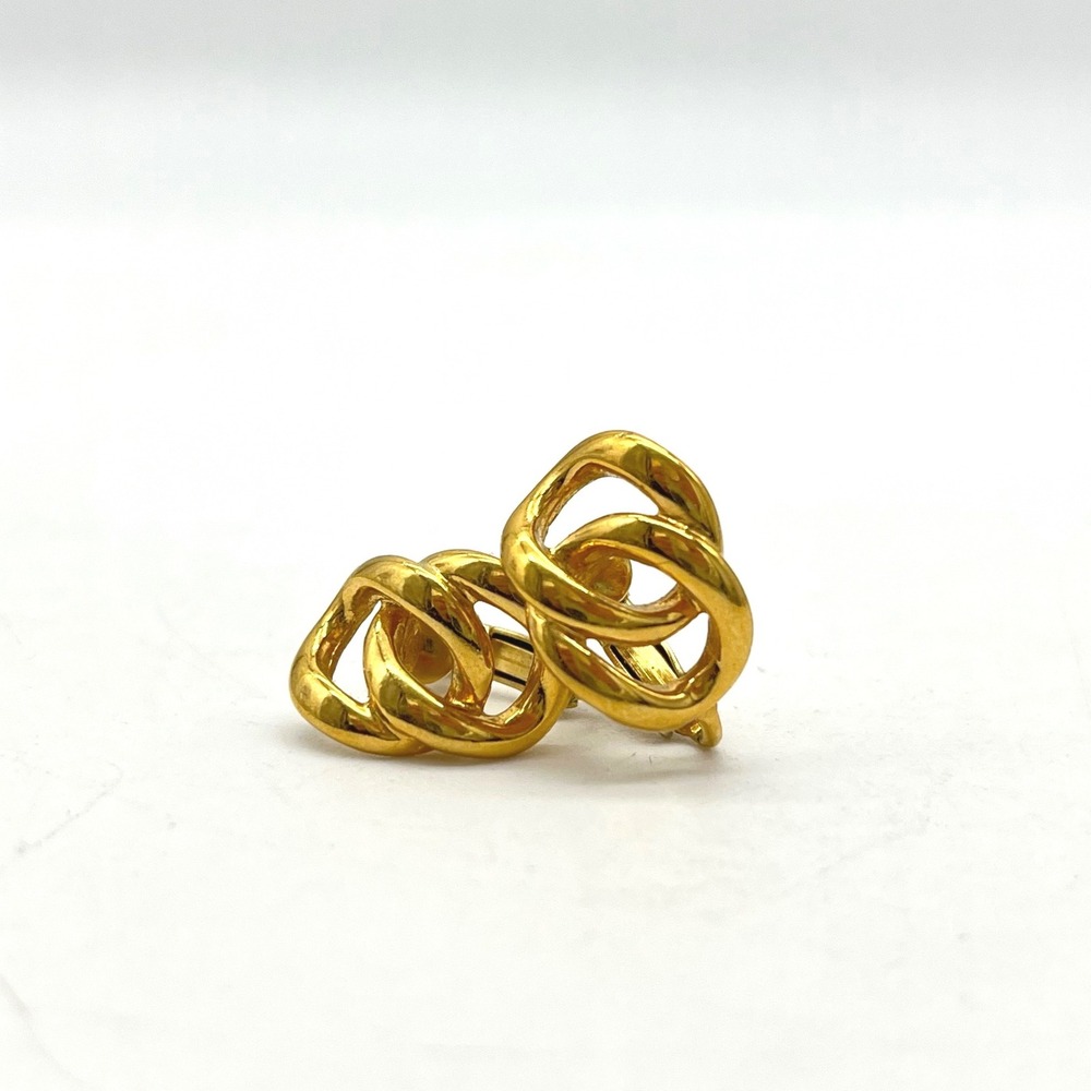 Napier Gold Tone Interlocking Circle Clip On Earrings‎ Vintage